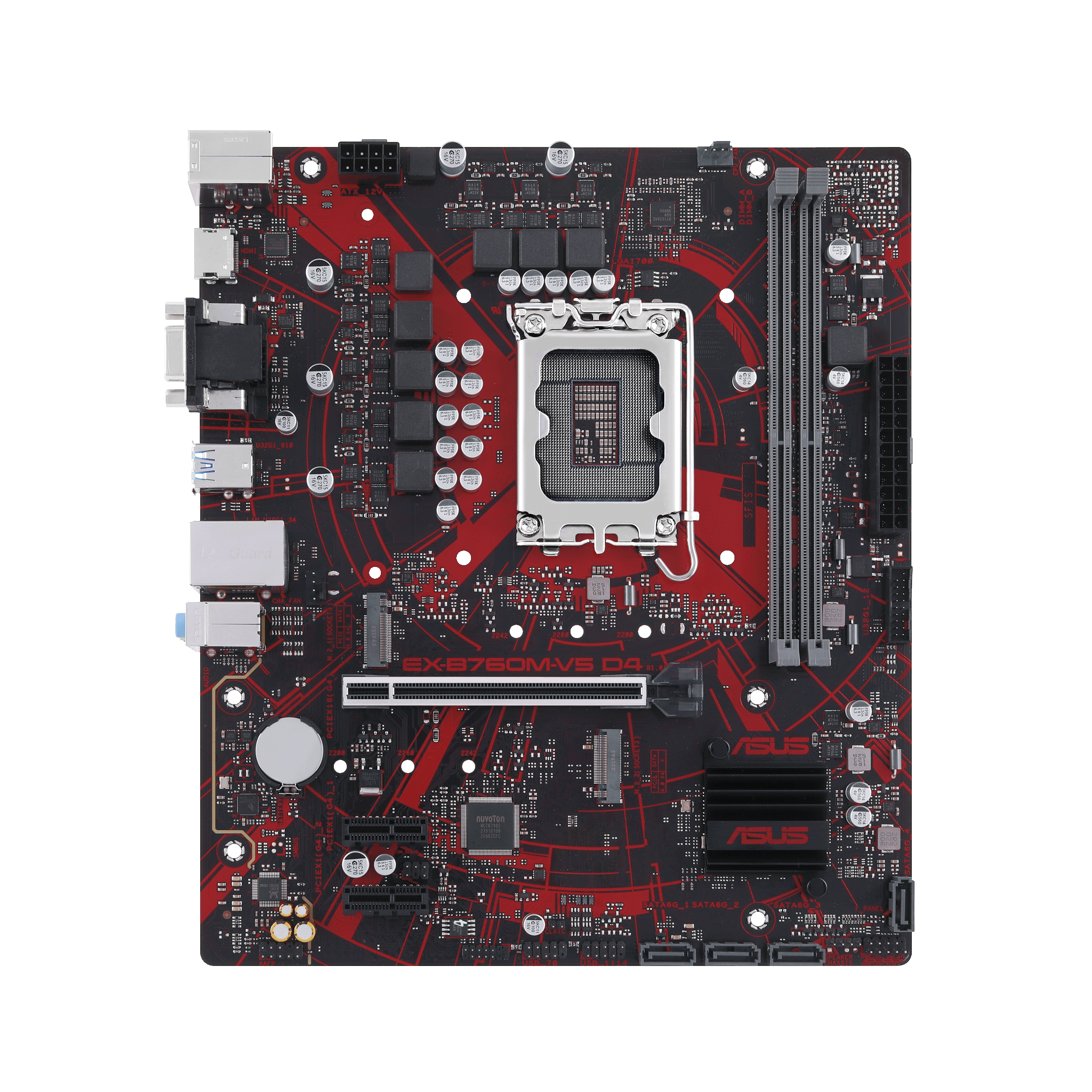 ASUS  EX-B760M-V5 D4-CSM INTEL B760 LGA1700 DDR4 5333 HDMI VGA CIFT M2 USB3.2 2.5Gbit LAN mATX  5X PROTECTION III  İCAFE LABS SERTIFI
