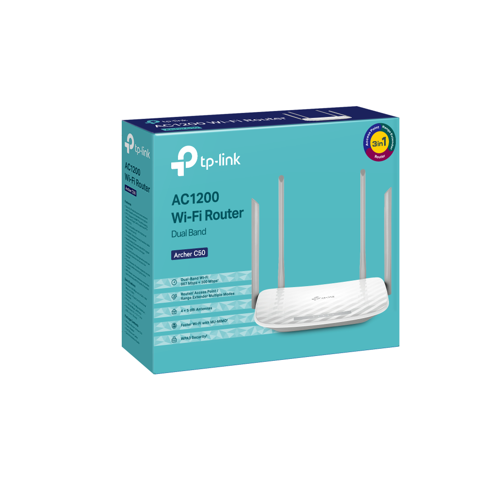 TP-LINK ARCHER-C50 Kablosuz, 867Mbps, 4 port, Dual Band Router-90270