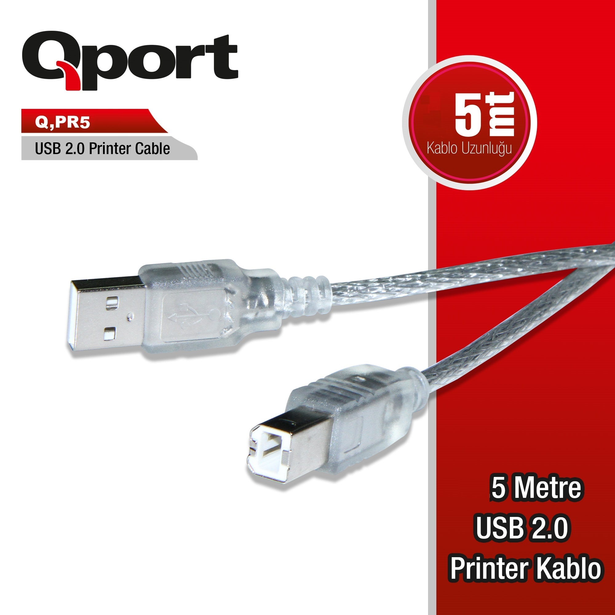 QPORT USB2.0 5M YAZICI KABLOSU (Q-PR5)