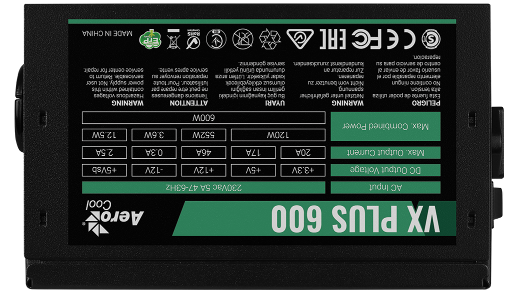 AEROCOOL VX PLUS 600W 12cm FAN GUC KAYNAGI (AE-VXP600)-92747