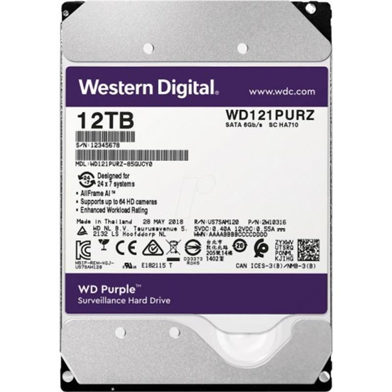 WD 12TB Purple 3.5’’ 256MB 7/24 WD121PURP