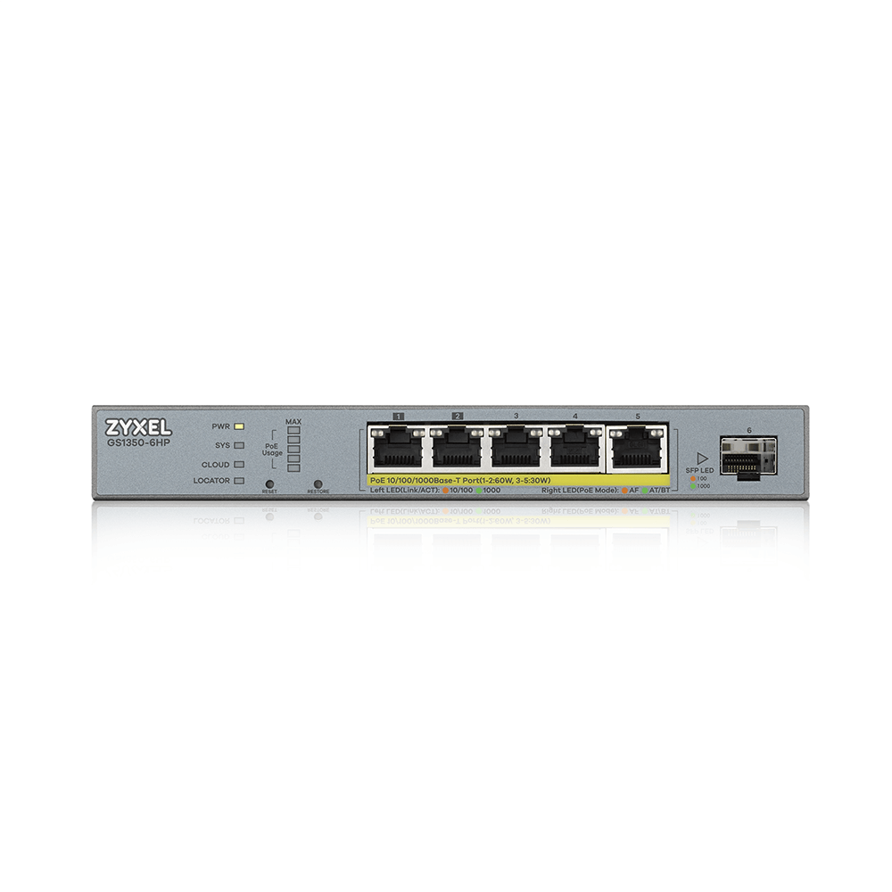 ZYXEL GS1350-6HP 6 PORT YÖNETİLEBİLİR POE SWITCH (60 WATT)