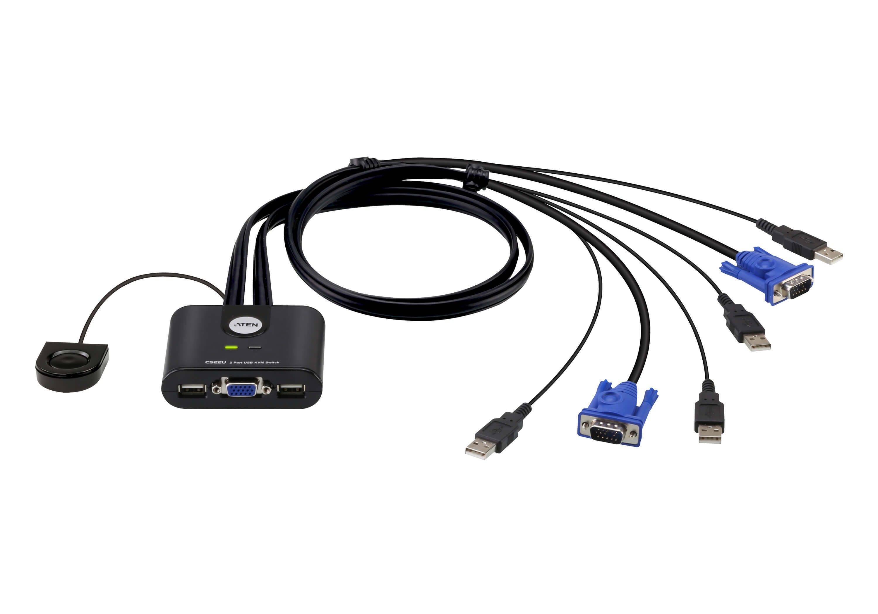 ATEN CS22U 2 PORT USB KVM SWITCH BÜTÜNLEŞİK KABLOLU