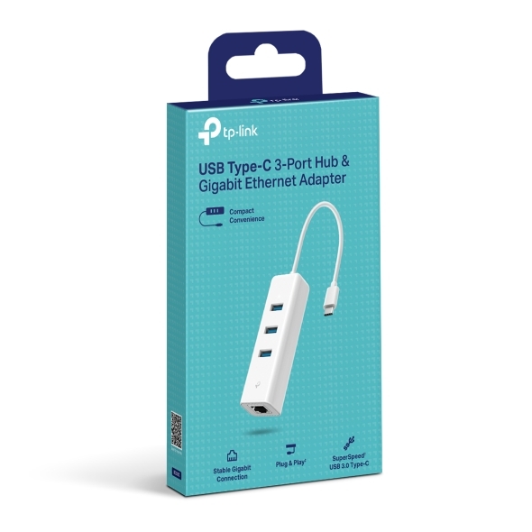TP-LINK  UE330C USB3.0 TYPE-C 3-PORT HUB VE GIGABIT ETHERNET ADAPTORU-55540