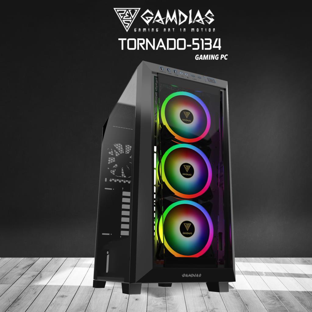 GAMDIAS GAMDIAS TORNADO-5134, i5-13400F, 32Gb DDR5 Ram, 1Tb NVMe SSD, 8Gb GDDR6 RTX4060 Ekran Kartı, 1600W Kasa, Free Dos GAMING PC