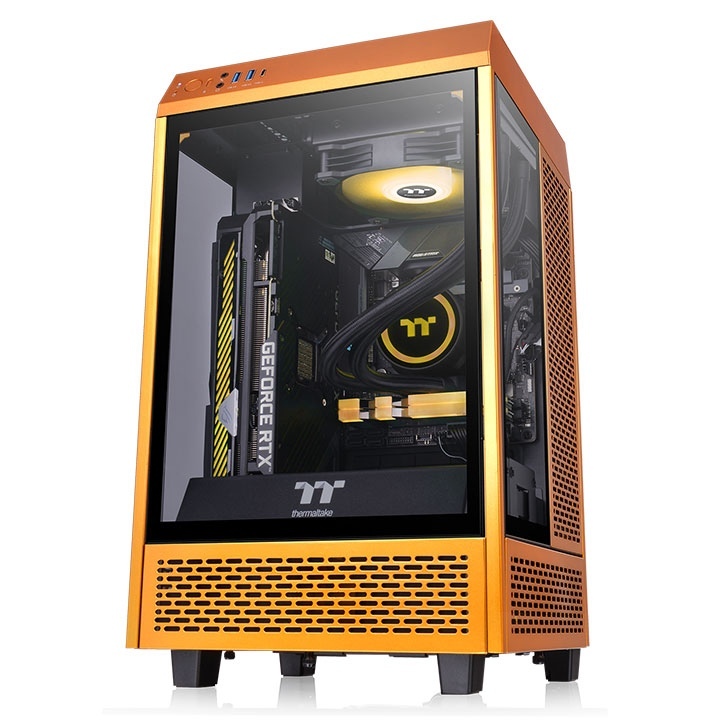 THERMALTAKE  the tower 100 gold 3 x tempered glass pencereli, mini ıtx oyuncu kasası