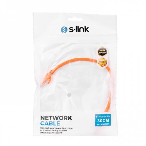 S-LINK  S-Link SL-CAT6030 CAT6 Patch 30CM Kablo (Turuncu) -32315