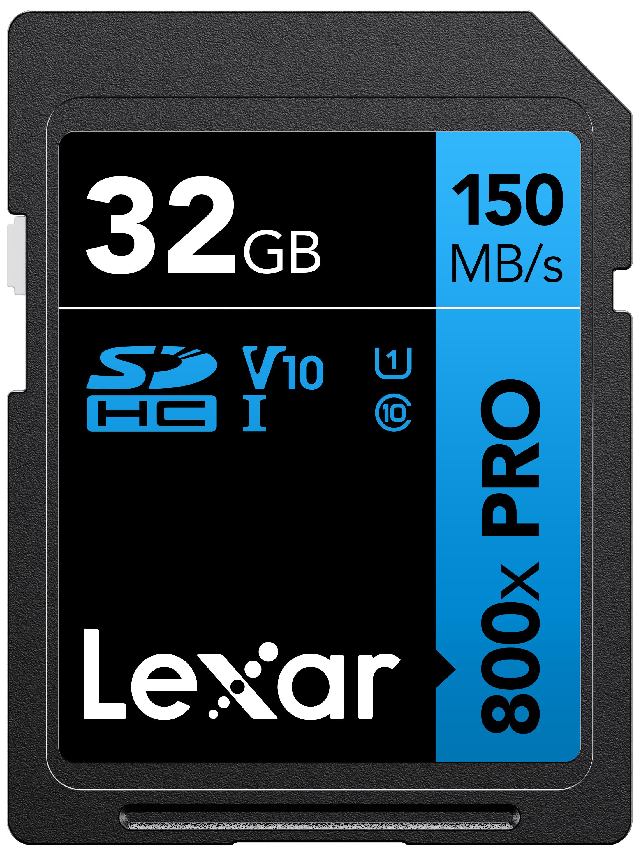 LEXAR  32GB LSD0800P032G-BNNNG 800X PRO SDHC UHS-I CARDS 150MB/S READ C10 V10 U1