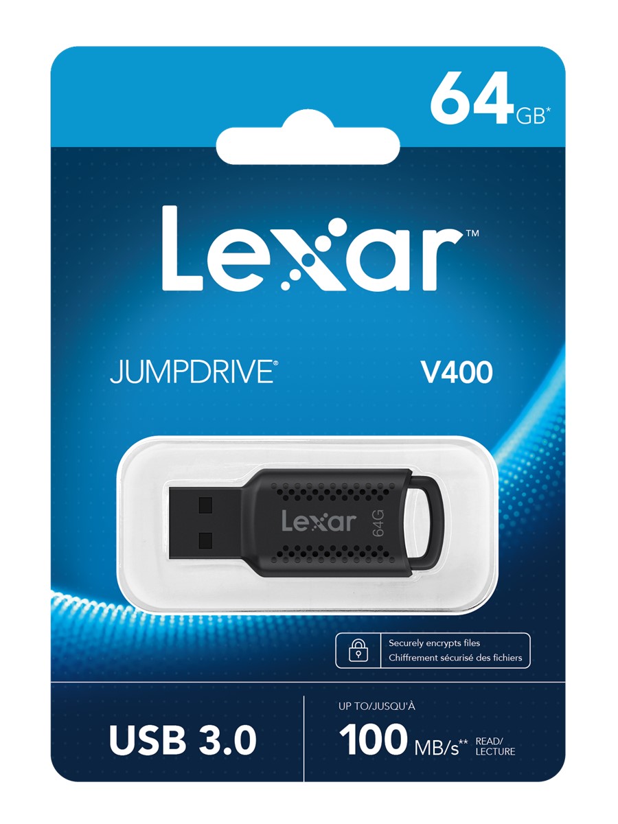 LEXAR LEXAR 64GB LJDV400064G-BNBNG JUMPDRIVE V400 USB 3.0 FLASH DRIVE 100MB/S READ