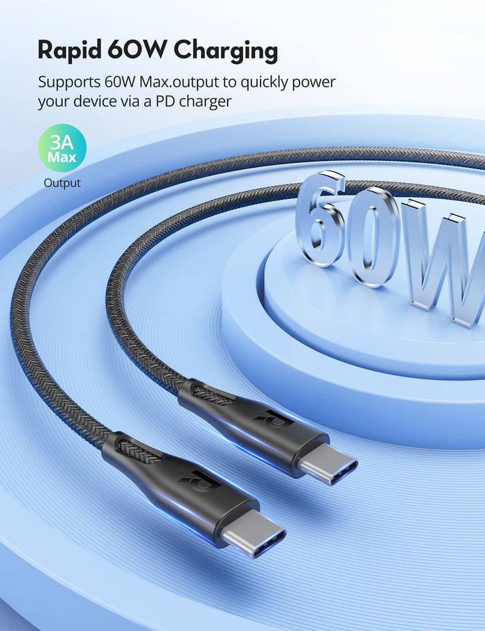 RAVPOWER 60W Fast charging Type-C to C Cable 1.2m-48841