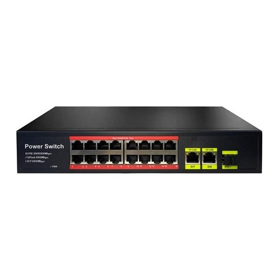 URANIUM  POE-G1621SFP-300W 16 PORT GIGABIT+2XGB RJ45+1XSFP UPLINK POE RACKMOUNT SWITCH (REALTEK CHIPSET) 