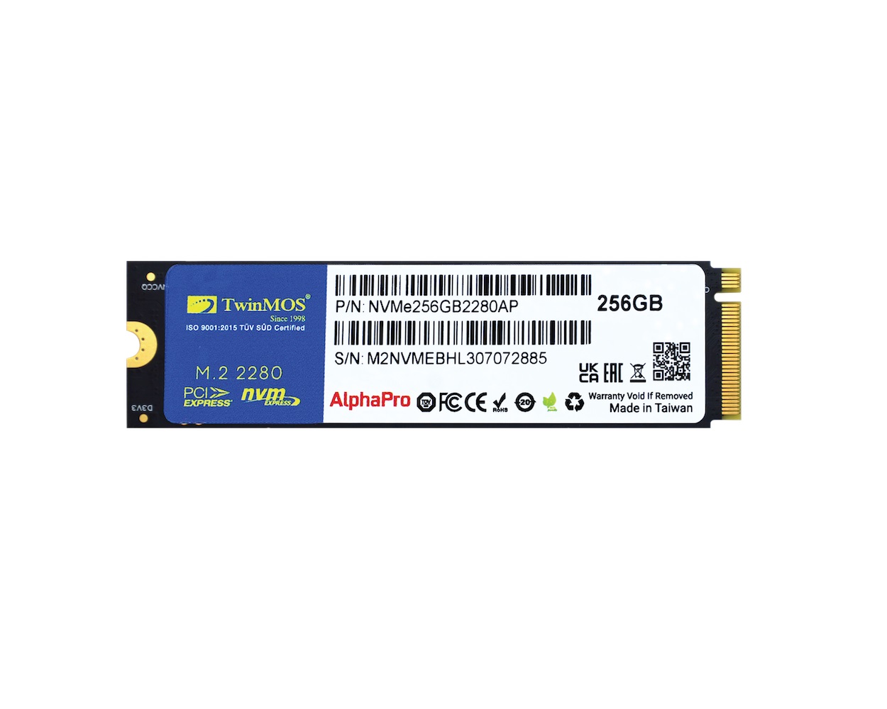 TWINMOS Twinmos 256GB NVMe M2 Gen SSD 3600/3250 Mb/s (NVMe256GB2280AP)-30354