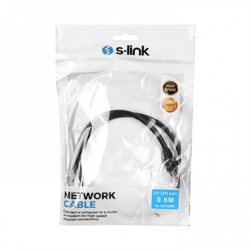 S-LINK  S-Link SL-CAT606 CAT6 Patch 60CM Kablo (Siyah) -32318
