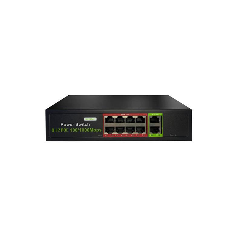 URANIUM  POE-G8002-96W 8 PORT GIGABIT + 2 PORT GIGABIT RJ45 UPLINK POE SWITCH (REALTEK CHIPSET) 