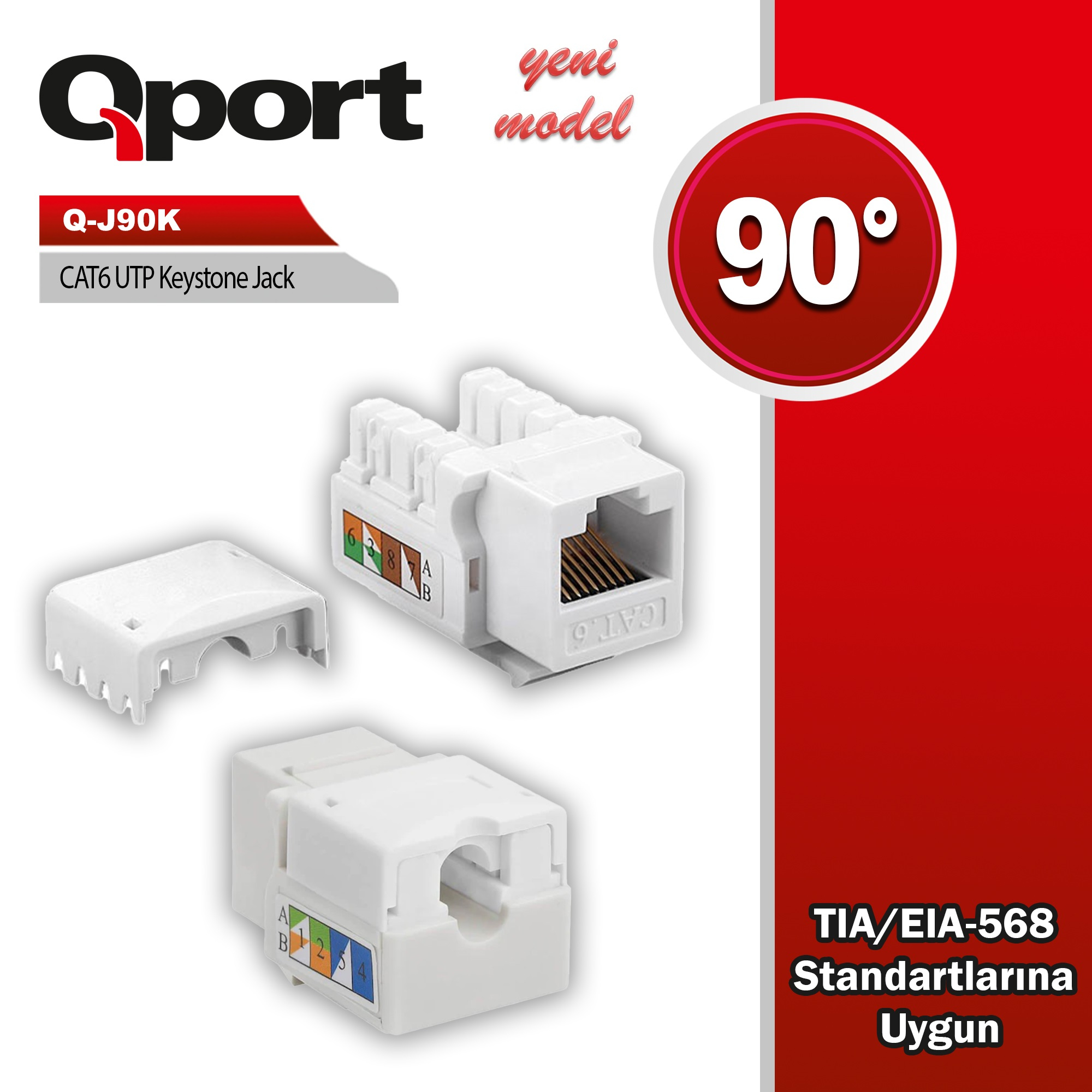 DIGITUS QPORT Q-J90K CAT6 90 DERECE KEYSTONE JACK