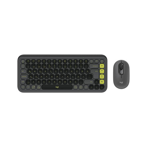 LOGITECH LOGITECH POP ICON COMBO, Siyah-Yeşil, 920-013075, Kablosuz, Türkçe Q, Klavye Mouse Set-59076