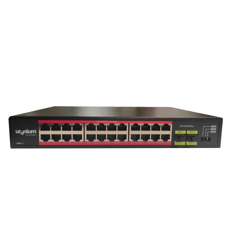 URANIUM  POE-G2402SFP-300W 24 PORT GIGABIT+2XGB SFP UPLINK RACKMOUNT POE SWITCH (REALTEK CHIPSET) 