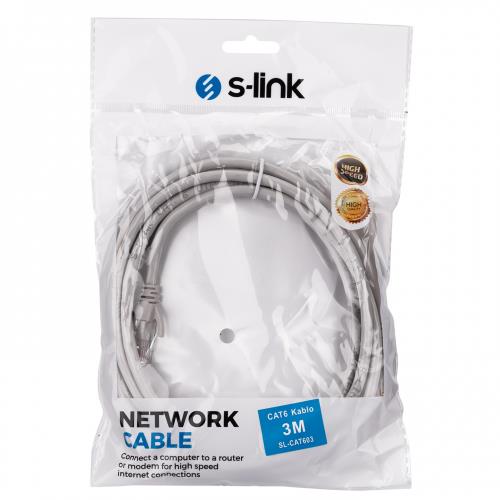S-LINK  S-Link SL-CAT603, CAT6, Patch, 3Mt, Kablo (Gri) -32327
