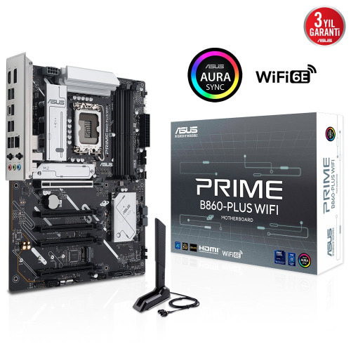 ASUS ASUS PRIME B860-PLUS WIFI, 4xDDR5, 2x M.2, HDMI, DP, Wi-Fi 6E, Bluetooth v5.3, Intel Core Ultra CPU(Seri 2), LGA1851 Soket, Gami-61191