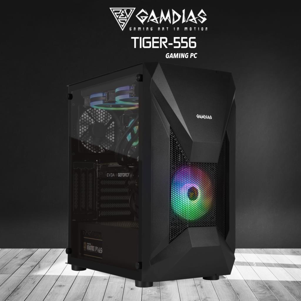 GAMDIAS GAMDIAS TIGER-556, RYZEN 5 5600, 16Gb Ram, 512Gb NVMe SSD, 8Gb GDDR5 RX580 Ekran Kartı, 500W Kasa, Free Dos GAMING PC