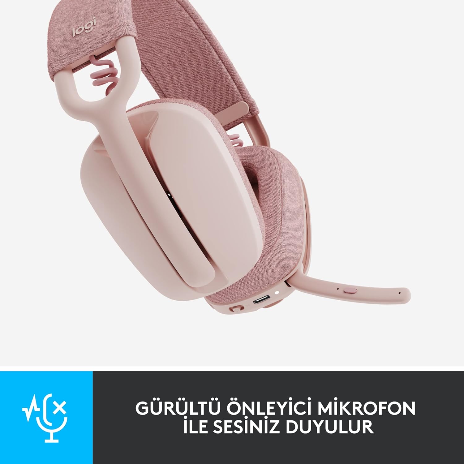 LOGITECH Zone Vibe 100 pembe Kablosuz bilgisayar Kulaklığı.-29758