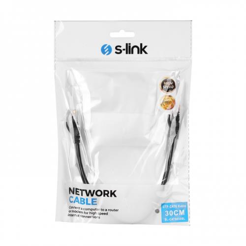S-LINK  S-Link SL-CAT6030 CAT6 Patch 30CM Kablo (Siyah) -32329