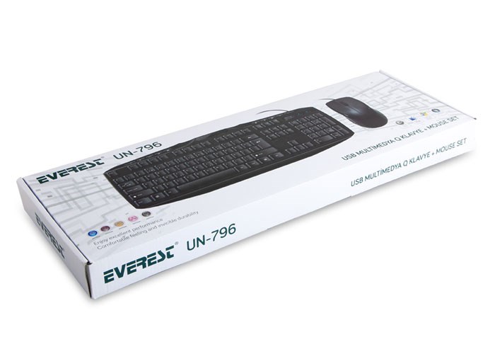 EVEREST Everest UN-796 Siyah Usb Q Multimedia Klavye + Mou-37405