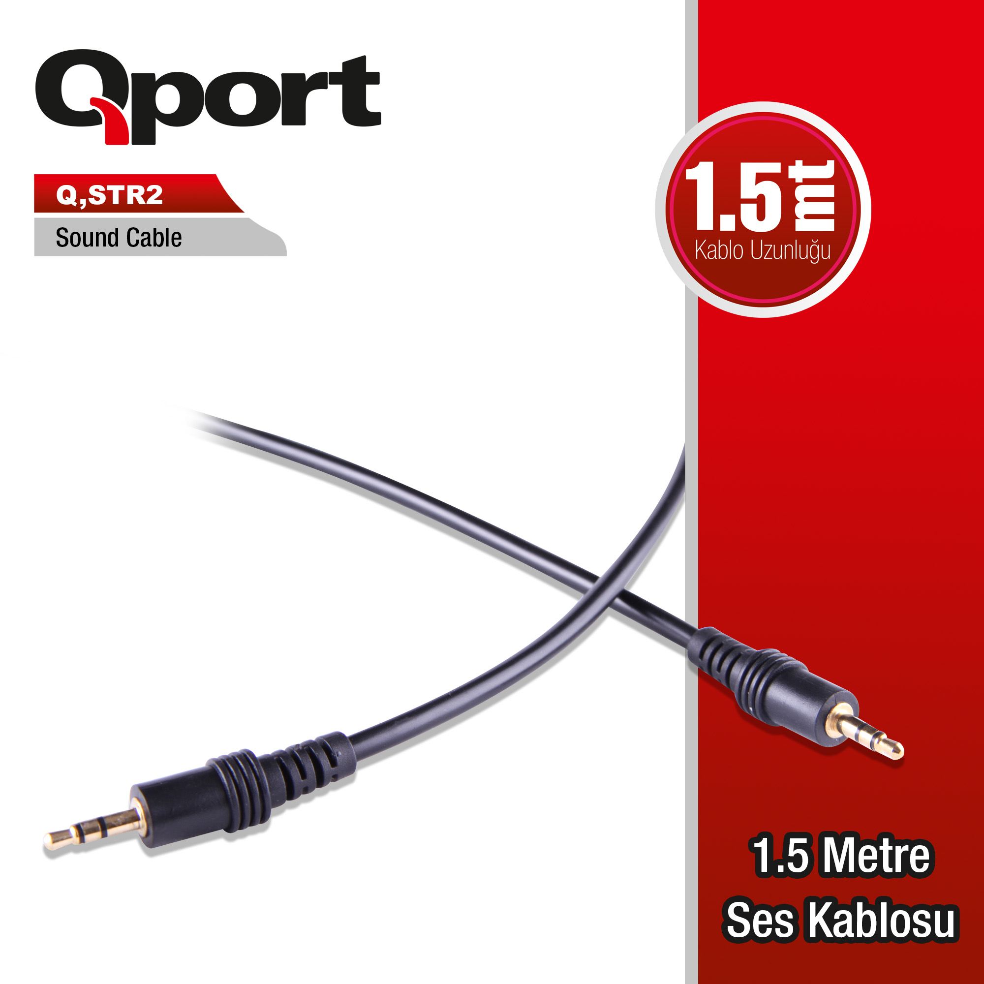 QPORT Q-STR2 QPORT Q-STR2 3.5mm STEREO ERKEK 1.5METRE SES KABLOSU