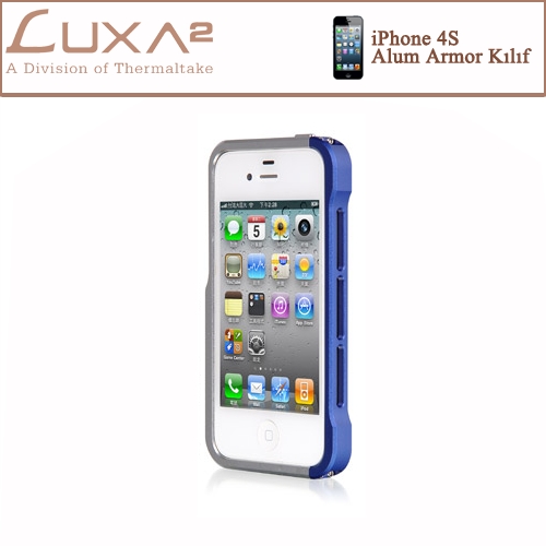 LUXA2 iPhone Alum Armor Aluminyum Kılıf-Mavi Gümüş LHA0074-A