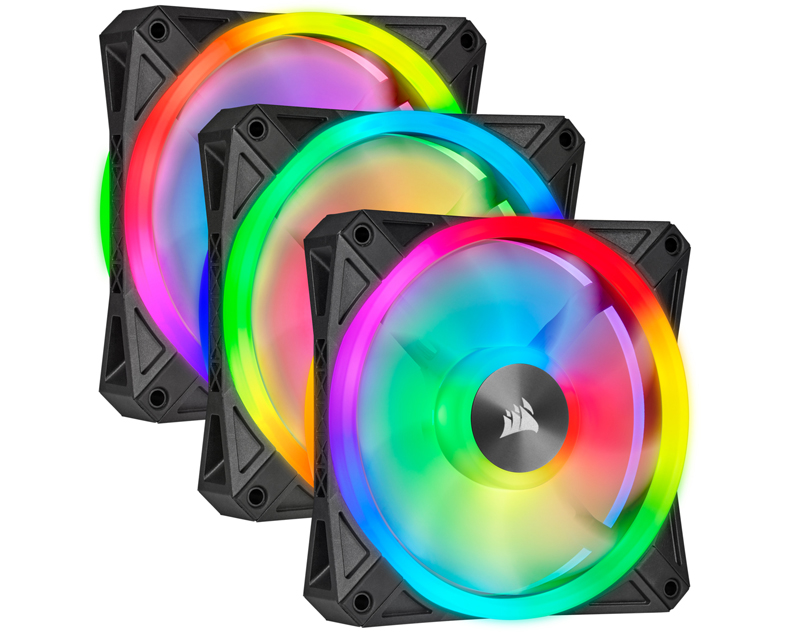 CORSAIR QL Series, WHITE QL120 RGB-CO-9050104-WW-120mm RGB LED Fan, Triple Pack with Lighting Node CORE-22362