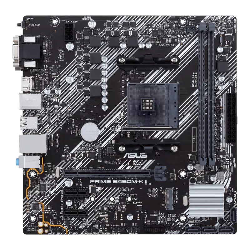 ASUS PRIME B450M-K II AM4 DDR4 (2xDIMM-64GB) 4400MHz VGA/DVI/HDMI mATX