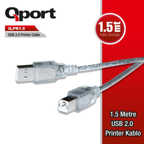 QPORT Q-Pr1.5 Usb 2.0 1.5M Yazıcı Kablosu