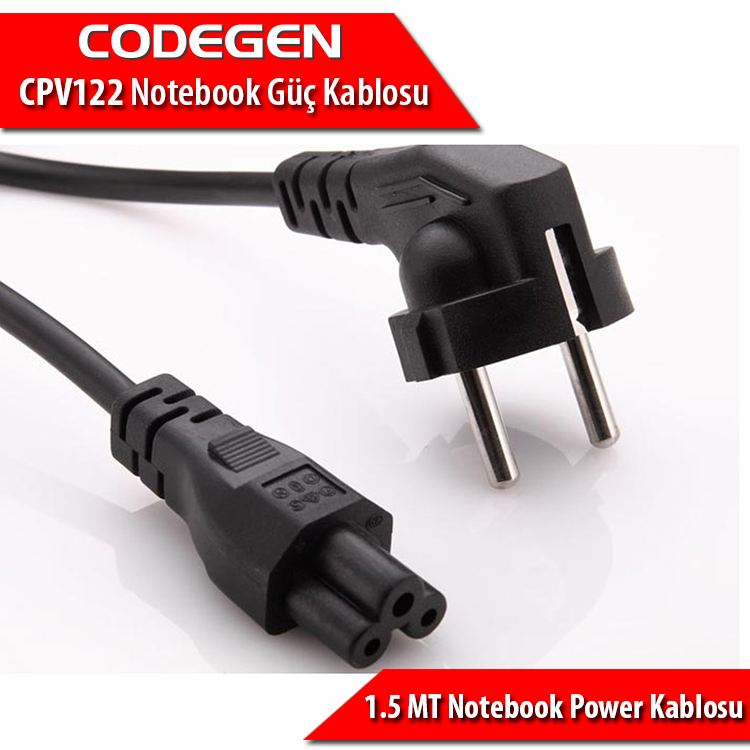 CODEGEN CPV122 1.5 Metre 0.55MM Kalınlıkta Notebook Güç Kablosu