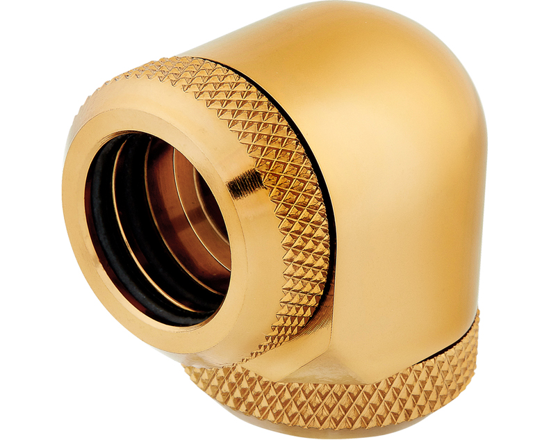 CORSAIR CX-9052016-WW Fitting (hard tube) ,XF Hardline 2-pack (90° Angled 14mm OD compression; gold)
