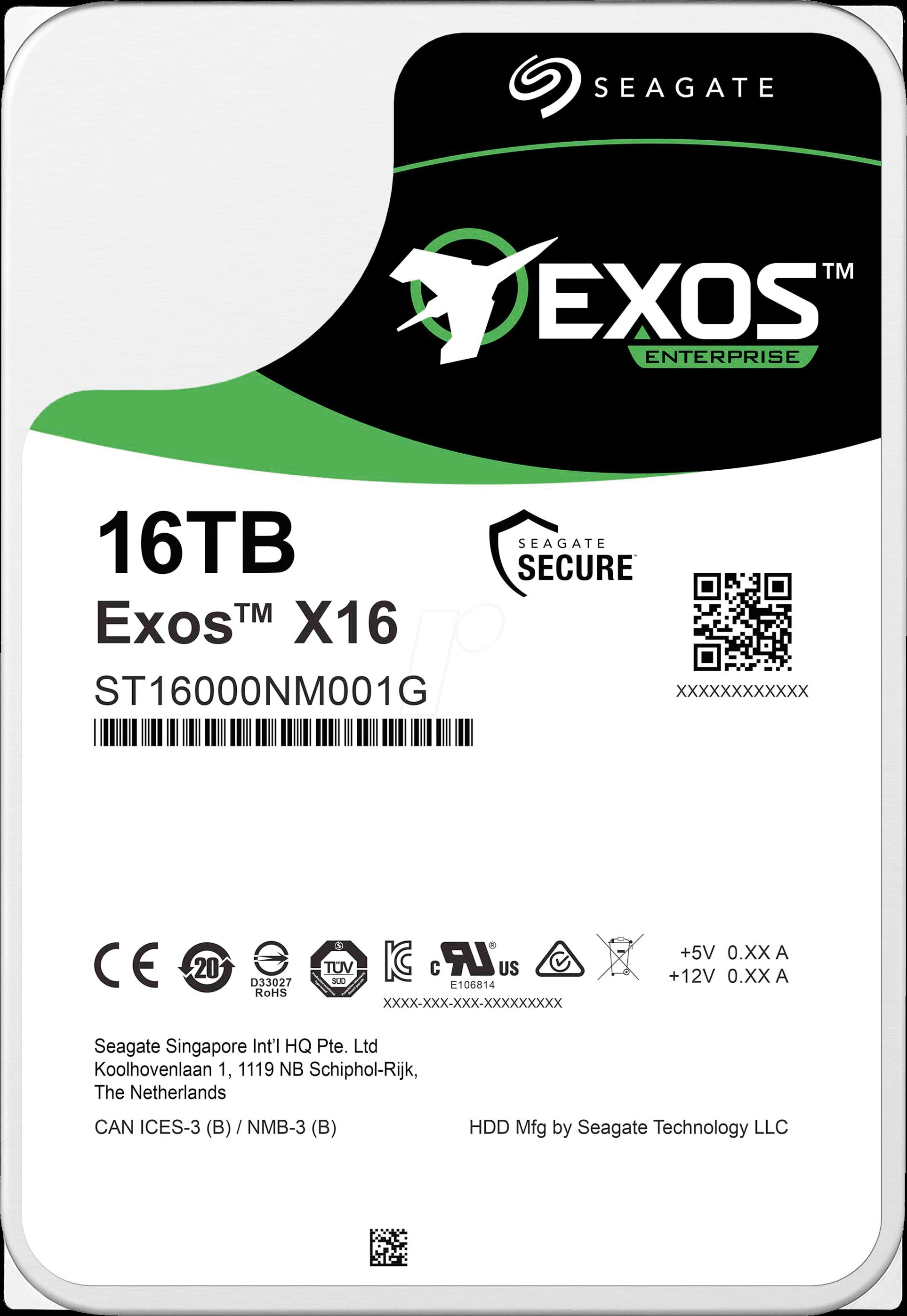 SEAGATE ST16000NM001G 16TB 3.5" 7200RPM 256MB Sata3 X16 512E/4KN Exos Dahili HardDisk